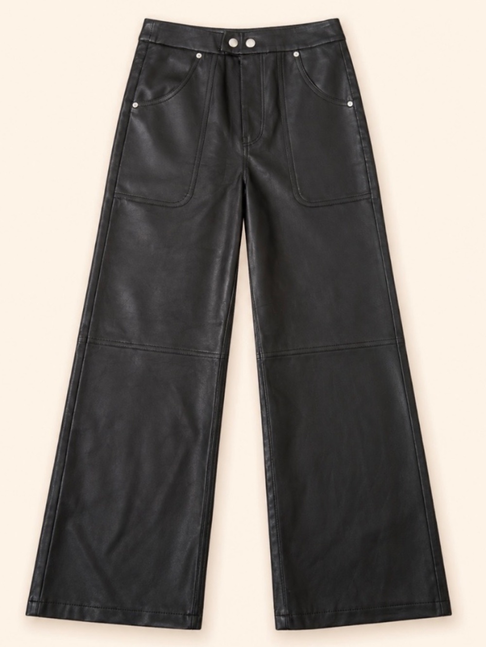 BLANKNYC Black Faux Leather Wide Leg Pants Size 26 NWT